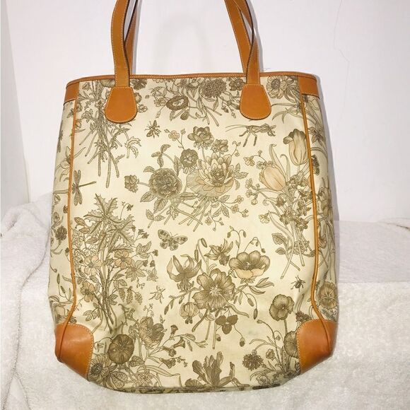 Gucci Floral Tan and Brown Tote Bag - Picture 6 of 16